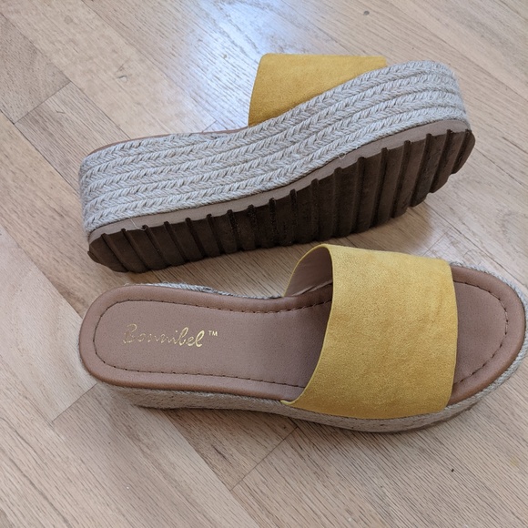 Bonnibel Mina Platform Espadrille Slide Mustard Yellow - Picture 6 of 9